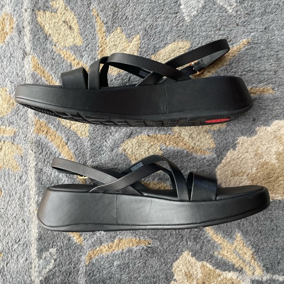 FitFlop F-MODE Leather Strappy Back-Strap Sandals 40 Size 9 - Picture 3 of 5